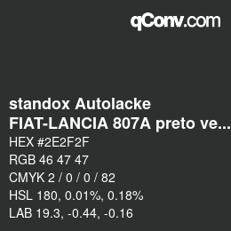 Color code: standox Autolacke - FIAT-LANCIA 807A preto vesuvio OEM 2006 | qconv.com
