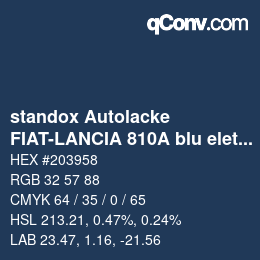 Color code: standox Autolacke - FIAT-LANCIA 810A blu elettrico | qconv.com