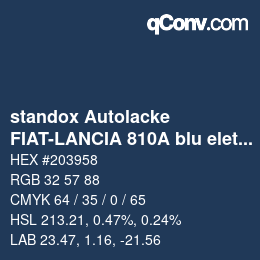 Color code: standox Autolacke - FIAT-LANCIA 810A blu elettrico | qconv.com