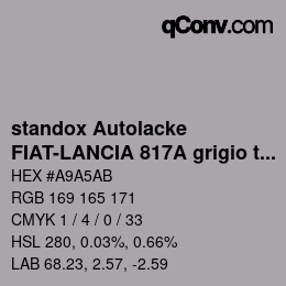 Color code: standox Autolacke - FIAT-LANCIA 817A grigio titanio | qconv.com