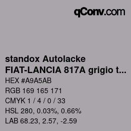 Color code: standox Autolacke - FIAT-LANCIA 817A grigio titanio | qconv.com