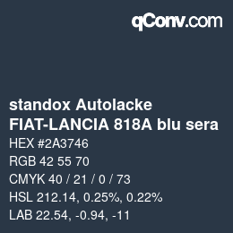 Farbcode: standox Autolacke - FIAT-LANCIA 818A blu sera | qconv.com