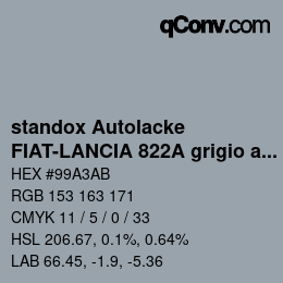 Color code: standox Autolacke - FIAT-LANCIA 822A grigio acciaio | qconv.com