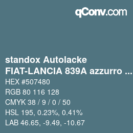 カラーコード: standox Autolacke - FIAT-LANCIA 839A azzurro naomi lancia | qconv.com