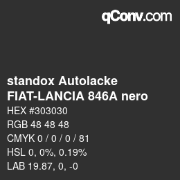 Color code: standox Autolacke - FIAT-LANCIA 846A nero | qconv.com