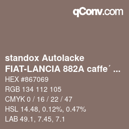 Color code: standox Autolacke - FIAT-LANCIA 882A caffe´ latte | qconv.com