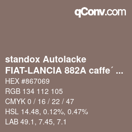 Code couleur: standox Autolacke - FIAT-LANCIA 882A caffe´ latte | qconv.com