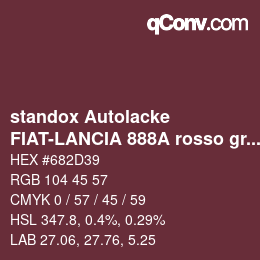 Color code: standox Autolacke - FIAT-LANCIA 888A rosso granata | qconv.com