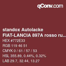 Color code: standox Autolacke - FIAT-LANCIA 897A rosso rubino | qconv.com