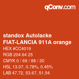 Color code: standox Autolacke - FIAT-LANCIA 911A orange | qconv.com