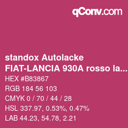 Color code: standox Autolacke - FIAT-LANCIA 930A rosso lacca | qconv.com