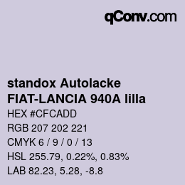 Código de color: standox Autolacke - FIAT-LANCIA 940A lilla | qconv.com