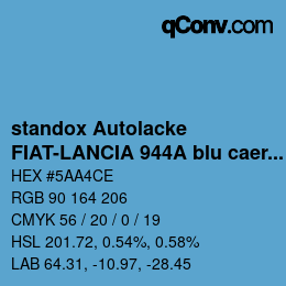 Code couleur: standox Autolacke - FIAT-LANCIA 944A blu caeruleus | qconv.com