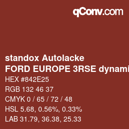 Color code: standox Autolacke - FORD EUROPE 3RSE dynamic red | qconv.com
