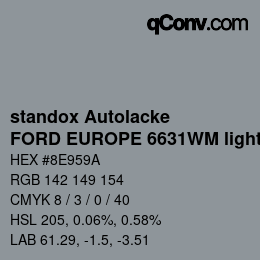 Farbcode: standox Autolacke - FORD EUROPE 6631WM light opal | qconv.com