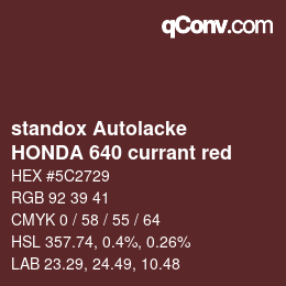 Color code: standox Autolacke - HONDA 640 currant red | qconv.com