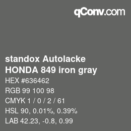Color code: standox Autolacke - HONDA 849 iron gray | qconv.com