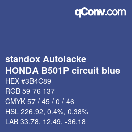 カラーコード: standox Autolacke - HONDA B501P circuit blue | qconv.com