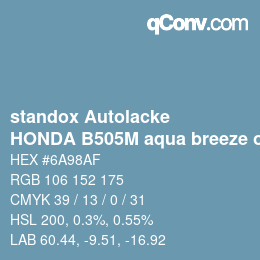 Color code: standox Autolacke - HONDA B505M aqua breeze opal | qconv.com