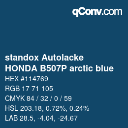 Color code: standox Autolacke - HONDA B507P arctic blue | qconv.com