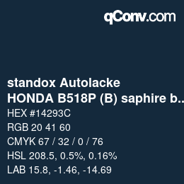 Código de color: standox Autolacke - HONDA B518P (B) saphire blue | qconv.com