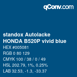 Color code: standox Autolacke - HONDA B520P vivid blue | qconv.com