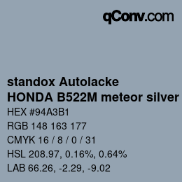 Code couleur: standox Autolacke - HONDA B522M meteor silver | qconv.com