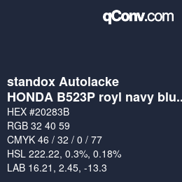 Color code: standox Autolacke - HONDA B523P royl navy blue | qconv.com