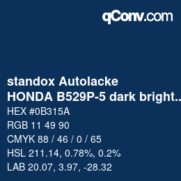 Farbcode: standox Autolacke - HONDA B529P-5 dark bright blue OEM 2005 | qconv.com