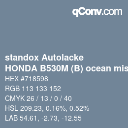 カラーコード: standox Autolacke - HONDA B530M (B) ocean mist OEM 2006 | qconv.com