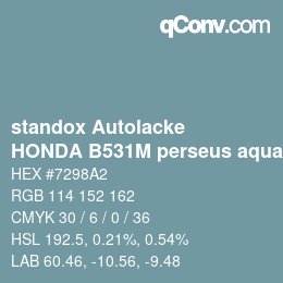 Farbcode: standox Autolacke - HONDA B531M perseus aqua OEM 2005 | qconv.com