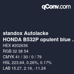 カラーコード: standox Autolacke - HONDA B532P opulent blue OEM 2005 | qconv.com