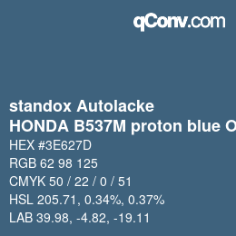 Código de color: standox Autolacke - HONDA B537M proton blue OEM 2006 | qconv.com