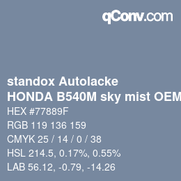 Farbcode: standox Autolacke - HONDA B540M sky mist OEM 2006 | qconv.com
