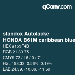 Color code: standox Autolacke - HONDA B61M caribbean blue | qconv.com