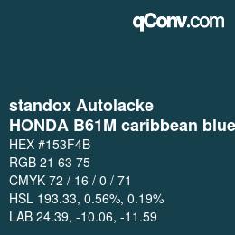 Code couleur: standox Autolacke - HONDA B61M caribbean blue | qconv.com