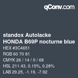 Color code: standox Autolacke - HONDA B69P nocturne blue | qconv.com