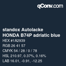 Color code: standox Autolacke - HONDA B74P adriatic blue | qconv.com