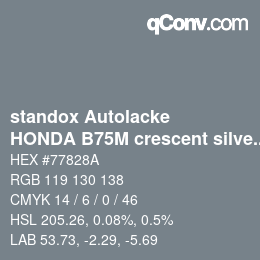 Color code: standox Autolacke - HONDA B75M crescent silver | qconv.com