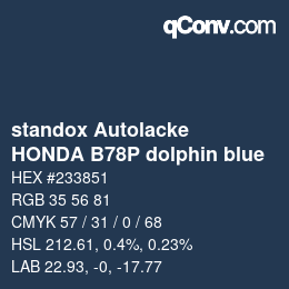 Color code: standox Autolacke - HONDA B78P dolphin blue | qconv.com