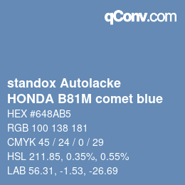 Farbcode: standox Autolacke - HONDA B81M comet blue | qconv.com