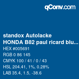 Código de color: standox Autolacke - HONDA B82 paul ricard blue | qconv.com