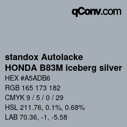 Color code: standox Autolacke - HONDA B83M iceberg silver | qconv.com