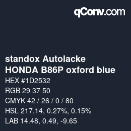 カラーコード: standox Autolacke - HONDA B86P oxford blue | qconv.com