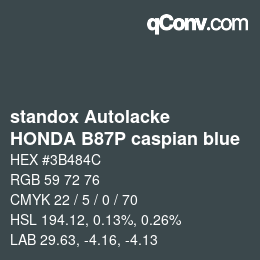 Color code: standox Autolacke - HONDA B87P caspian blue | qconv.com
