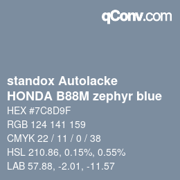 颜色代码: standox Autolacke - HONDA B88M zephyr blue | qconv.com