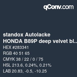カラーコード: standox Autolacke - HONDA B89P deep velvet blue | qconv.com