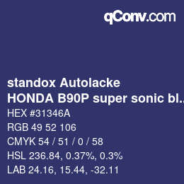 Color code: standox Autolacke - HONDA B90P super sonic blue | qconv.com