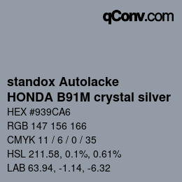 Color code: standox Autolacke - HONDA B91M crystal silver | qconv.com