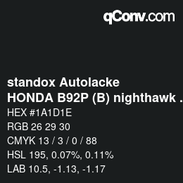 Código de color: standox Autolacke - HONDA B92P (B) nighthawk OEM 2005 | qconv.com